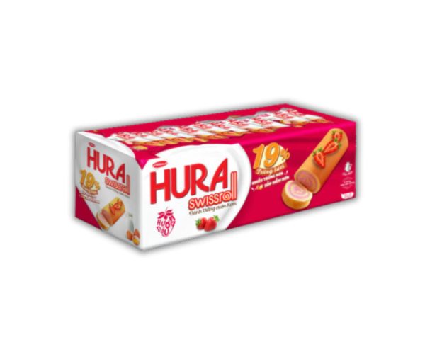 Bánh Hura Swissroll Bibica Bông Lan Trứng Cuộn Kem Nhiều Vị (Dâu, Cốm, Cam+C, Bơ Sữa) 360g